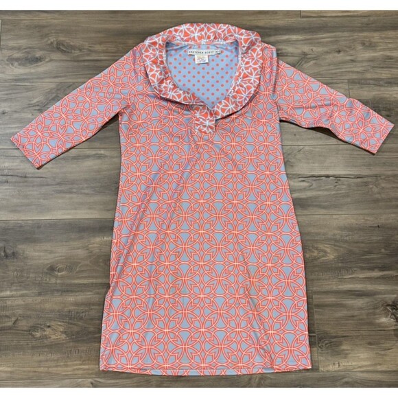 Gretchen Scott Jersey Ruffneck Dress Sundial Geometric Size Medium - Picture 1 of 5